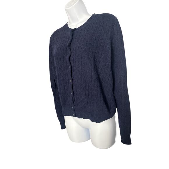 J.Crew Wool Blend Cable Knit Cardigan Navy Sweater - Picture 5 of 7